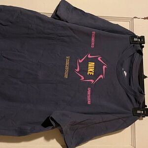 Nike Dark Blue Tee with Pink and Yellow Design
